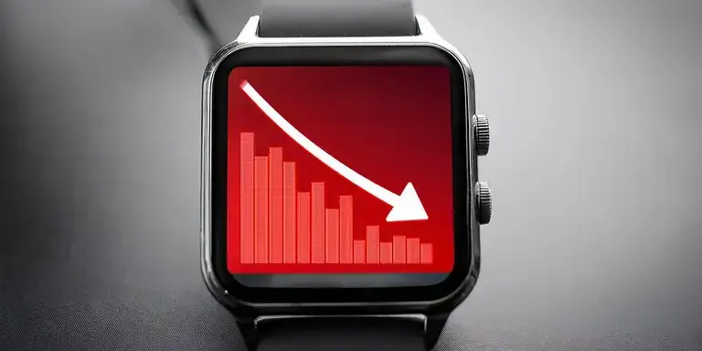 Ein Fitnesstracker auf dem ein abnehmendes Diagramm dargestellt ist