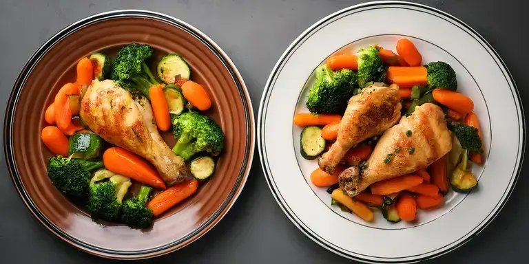 Zwei unterschiedlich große Portionen Essen