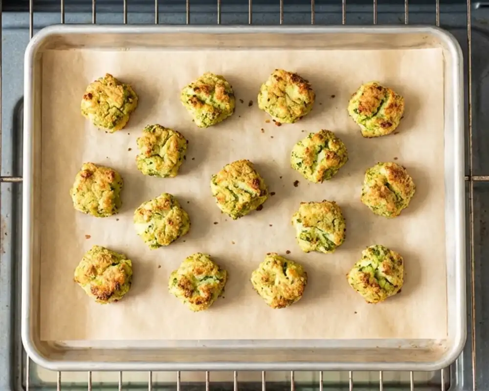 Goldbraune Brokkoli-Nuggets im Ofen von oben