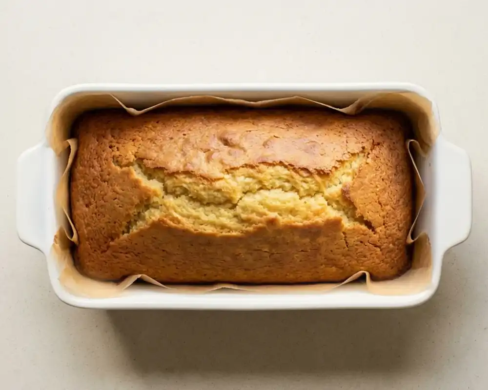 Frisch gebackener Low Carb Zitronenkuchen in der Kastenform
